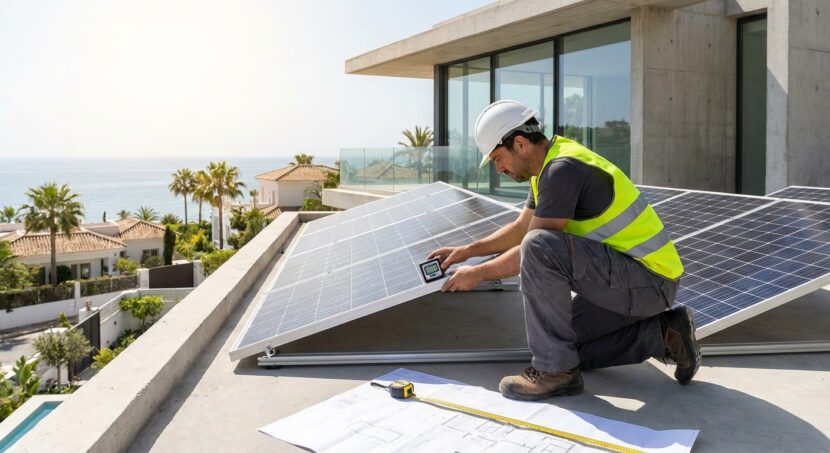 Instalación de paneles solares en villa en Marbella por técnico especializado